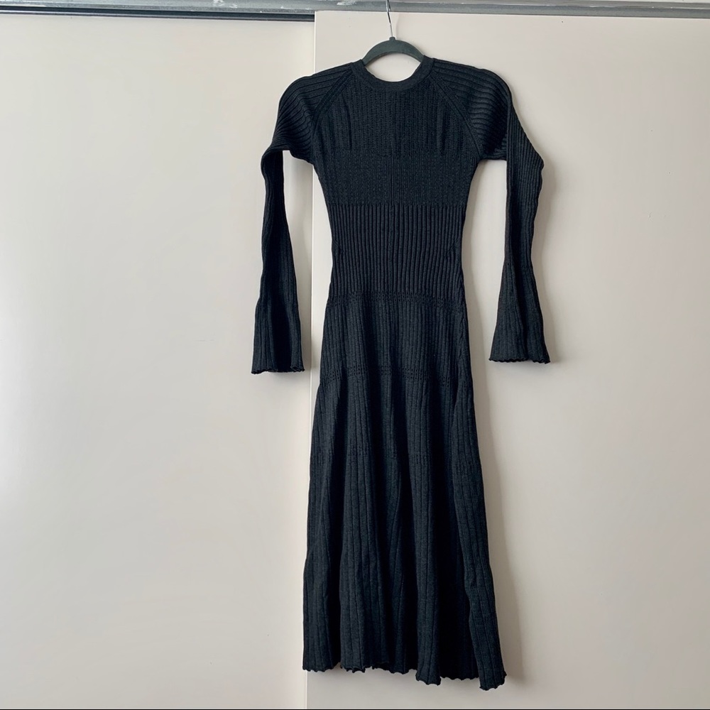 Sweater dress with flute sleeves